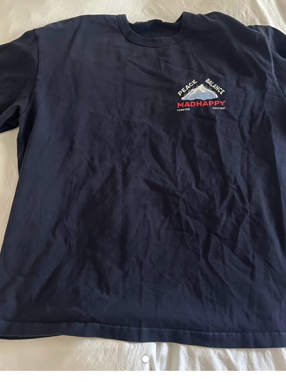 Madhappy Navy T‑Shirt with Red and White Chest Graphic